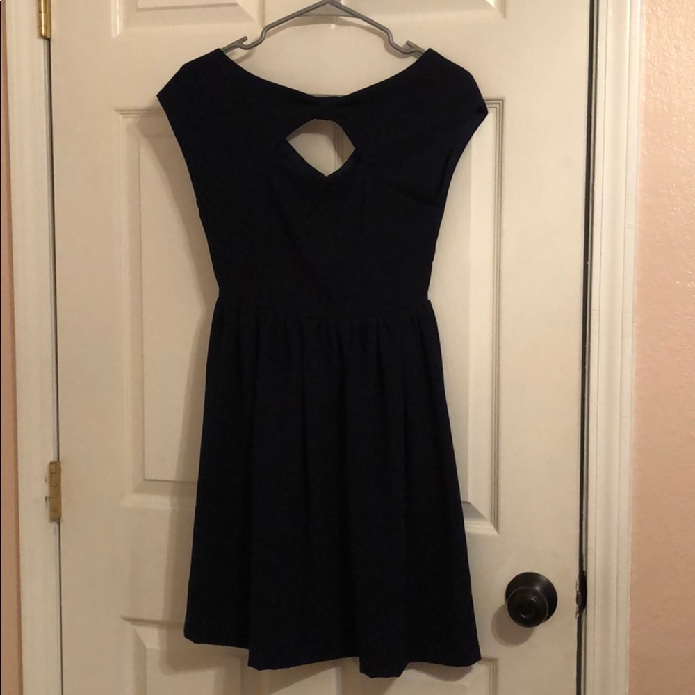 Navy blue keyhole dress